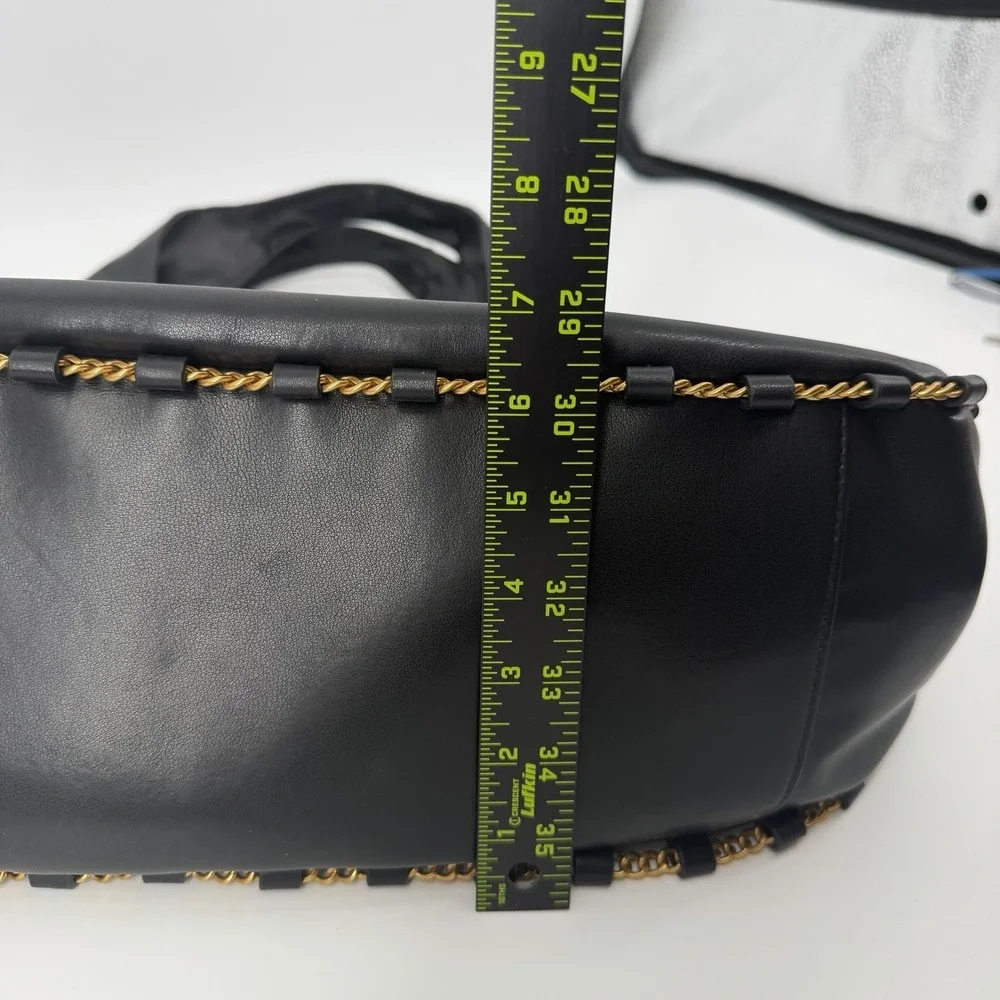 Donna‎ Karan Black Leather Batiste Purse Triple Compartment Large Shoulder Bag
